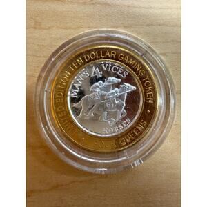 Four Queens $10 Silver Token .999 Horses In Case